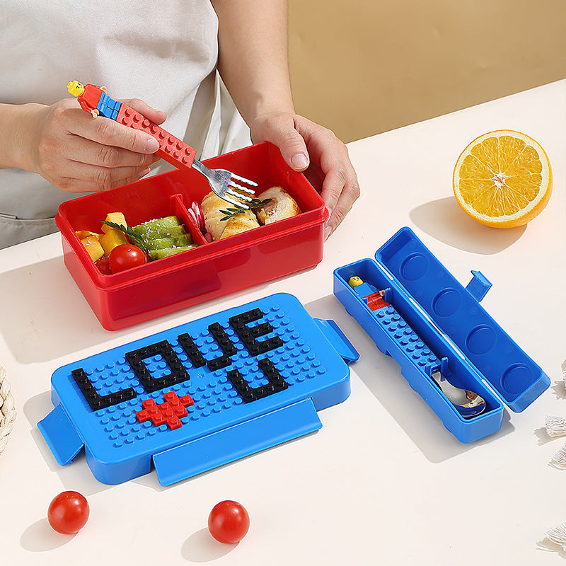 Creative DIY Puzzle Students Building Blocks Bento Lunch Box Children's Fun Lunch Box Tableware Set Salad Fruit Box