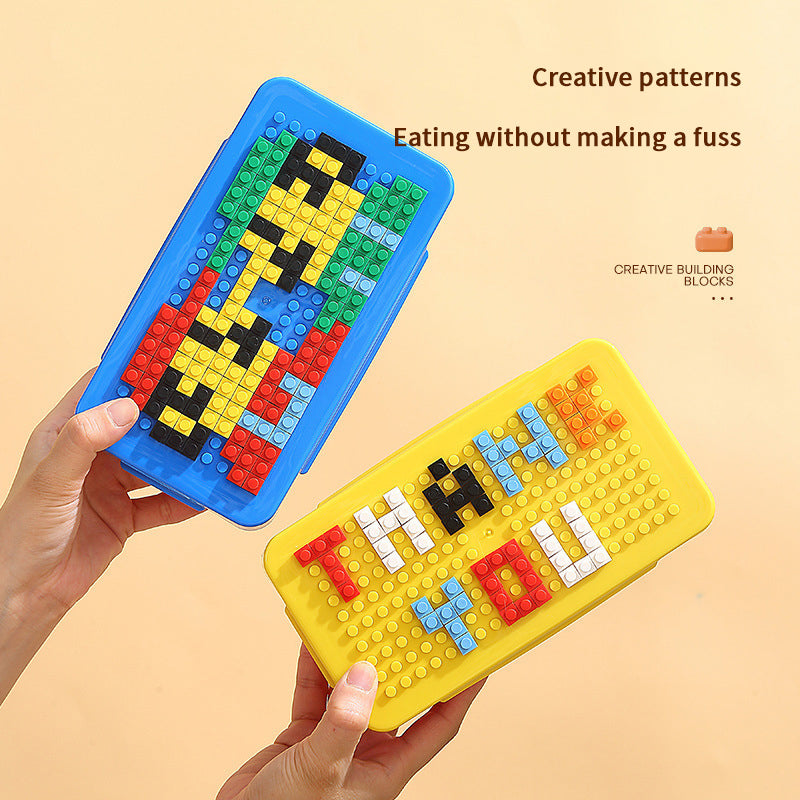 Creative DIY Puzzle Students Building Blocks Bento Lunch Box Children's Fun Lunch Box Tableware Set Salad Fruit Box